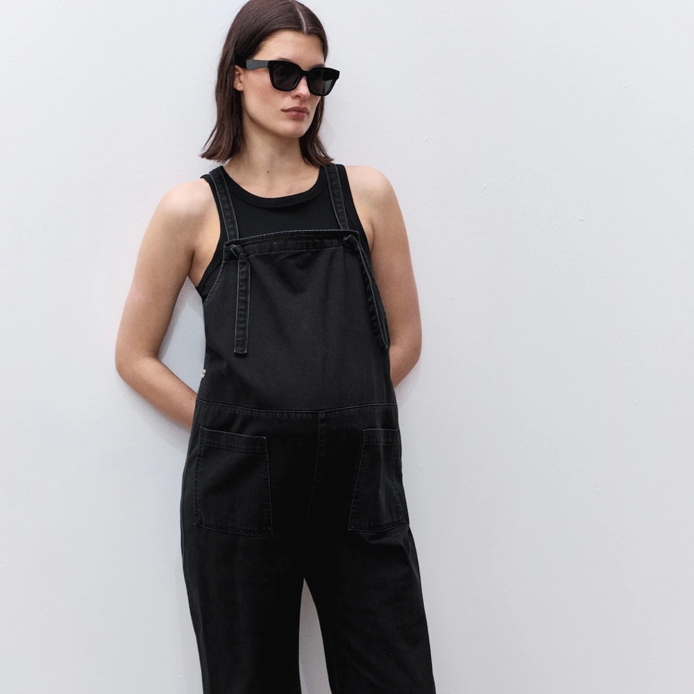 Mango Black Denim Jumpsuit